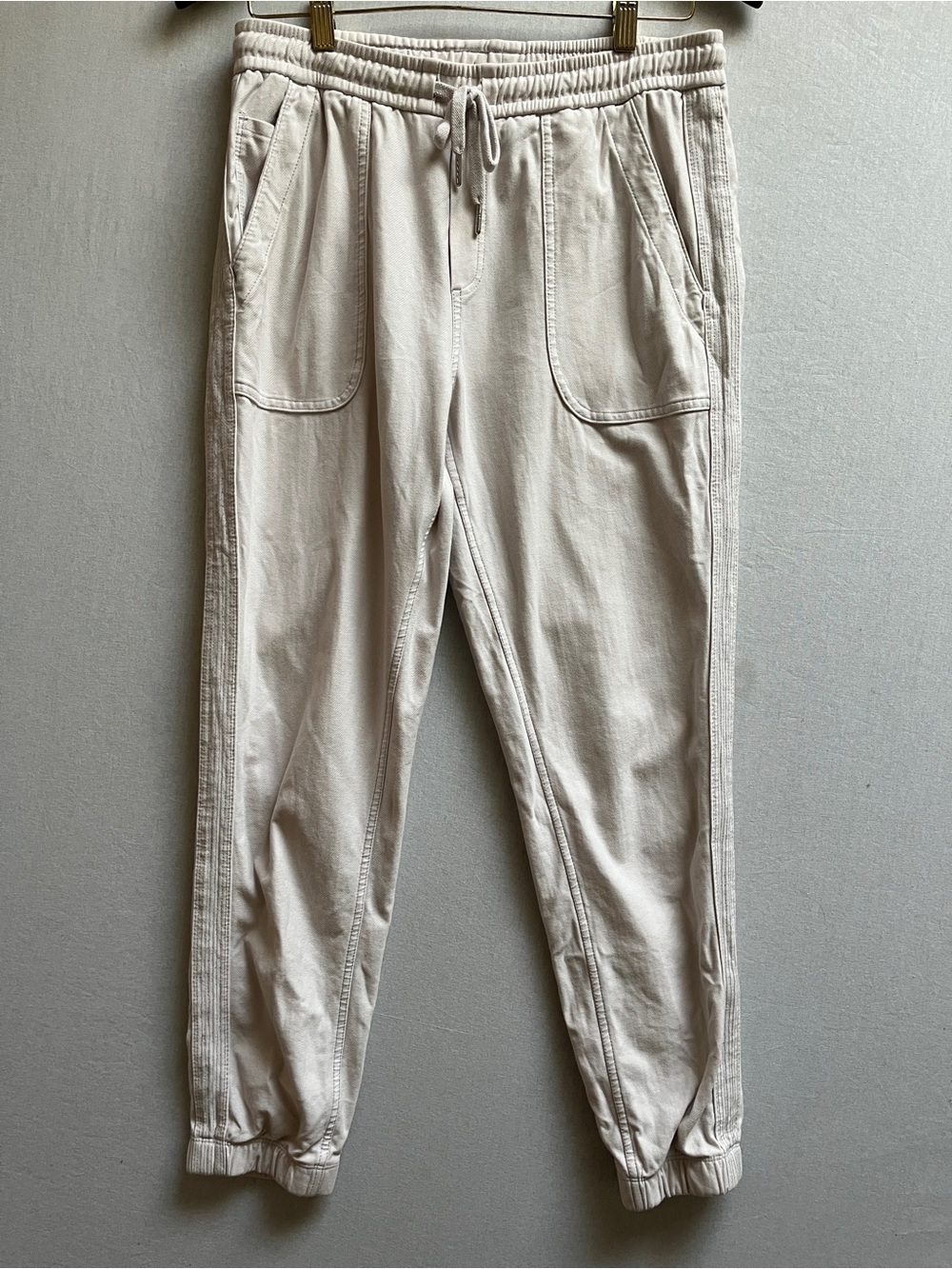 Athleta Casual Drawstring Jogger Pants Cream Sz 8